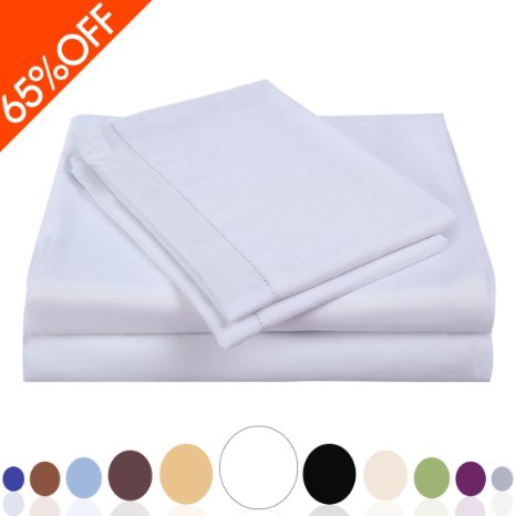 Balichun Luxurious Bed Sheet Set-Highest Quality Hypoallergenic Microfiber 1800 Bedding Super Soft 4-Piece Sheets with 18" Deep Pocket Fitted Sheet Twin/Full/Queen/King/Cal King Size(White,Queen)