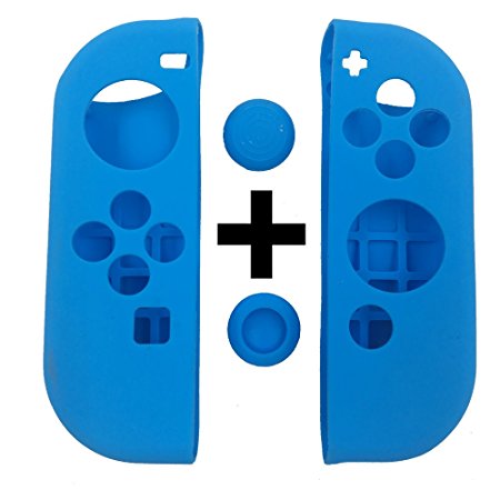 MUPATER Anti-slip Silicone Cover Skins for Nintendo Switch , Protective Case for Joy-Con Controller (Blue)