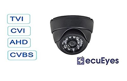 SecuEyes SE-VD4-36 Hybrid 4-In-1 2.4 MP 1080P 3.6mm Lens OSD IR Dome Security Surveillance Camera (Black)