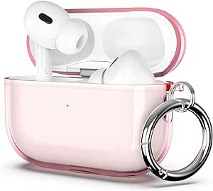 ULAK Compatible with Airpods Pro & AirPods Pro 2 Case, Design Soft TPU Airpods Pro 1st/2nd Generation Case Cover 2022/2019 with Ring Keychain Shockproof Protecitve Cover, Light Pink