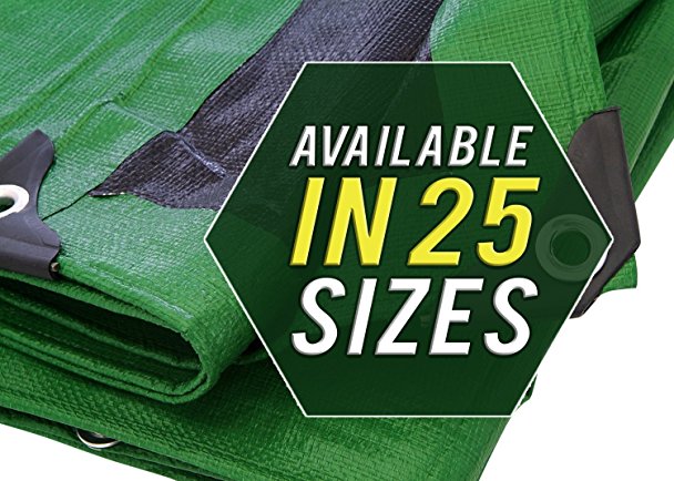 Trademark Supplies Heavy Duty Thick Material Waterproof Tarp Cover, 6X8-Feet, Green/Black