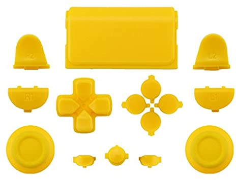 WPS Touch Pad Thumbsticks Dpad Home Full Buttons Set Replacement Parts for PS4 Playstation 4 Dualshock 4 Controller Shell (for GEN 1 Controllers) (Yellow)