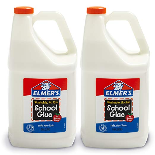 Elmer's Liquid School Glue, Great For Making Slime, White, Washable, 1 Gallon, 2 Count