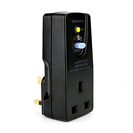 OAONAN Safety RCD Adaptor UK Regulations Plug RCD Protection Breaker (240V , 13A) for Household Devices and Tools - Black