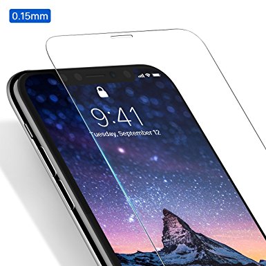 iPhone X Screen Protector Tempered Glass Ainope Ultra Thin 0.15mm Film Case Friendly Shatter Proof Scratch Resistant Bubble-Free for iPhone X