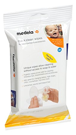 Medela Quick Clean Breast Pump and Accessory Wipes, 24 Count