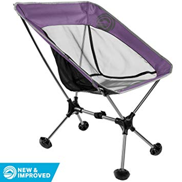 Terralite Portable Camp Chair. Perfect For Camping, Beach, Backpacking & Outdoor Festivals. Compact & Heavy Duty (Supports 300 lbs). Includes TerraGrip Feet- Won’t Sink in the Sand or Mud.