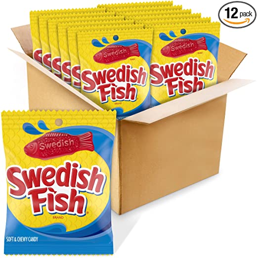 Swedish Fish Red Fish Soft & Chewy Candy, 5-Ounce Bags (Pack of 12)