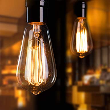 Vintage Edison Light Bulbs 6Pcs E26 Base Dimmable Antique Filament Light Bulbs 60 Watt Decorative Incandescent Light Bulbs, Amber Bulbs(Warm)