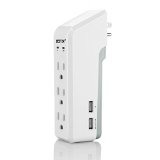 BESTEK 3-Outlet Wall Mount Mini Surge Protector Power Strip with 4 USB Ports 42 A Max for Smartphones Tablets and More