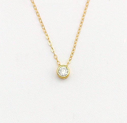 Dainty Tiny Cubic Zirconia Necklace, CZ Diamond Necklace / Simple Layering Necklace, Minimalist Jewelry Layered Necklace Gold or Silver