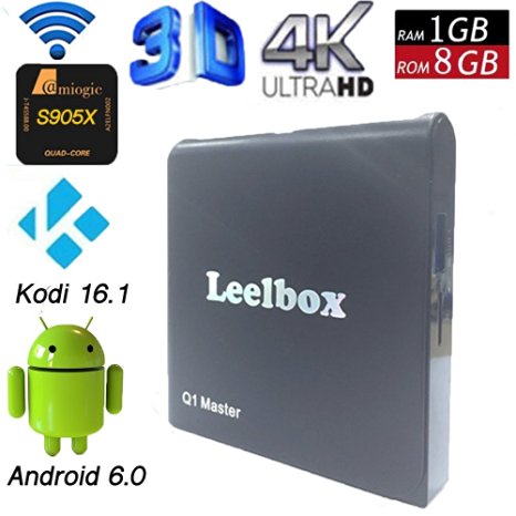 (2017 NEW Release) Leelbox Q1 Master Android TV Box Android 6.0 S905X Quad-core Cortex-A53 1GB RAM/8GB ROM Kodi 16.1 WIFI 2.4 GHz Streaming Media Player