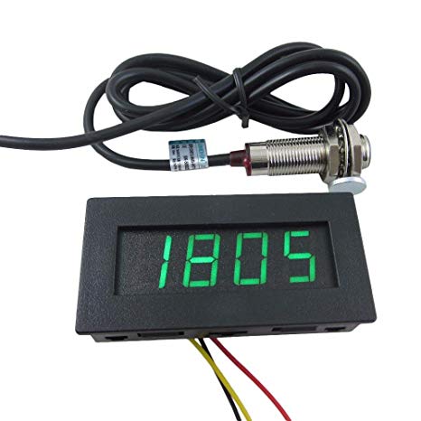 DIGITEN 4 Digital Green LED Tachometer RPM Speed Meter Hall Proximity Switch Sensor NPN