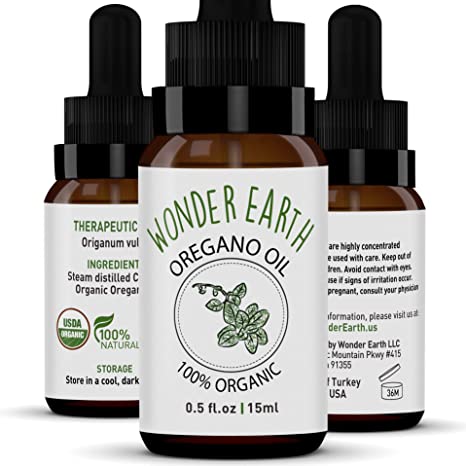 Wonder Earth - Organic Oregano Oil - USDA Certified 100% Pure Oregano Essential Oil Natural, Therapeutic Grade Super Strength Support for Healthy Immunity - 15ml