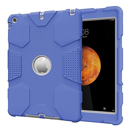 iPad Air A1474/A1475/A1476 Case, Hocase Rugged Heavy Duty Shockproof Hybrid Hard Rubber Protective Case for Apple iPad Air 1st Generation with Retina Display - Navy Blue / Grey