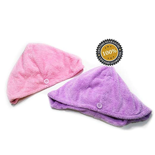 Isabella Dora Microfiber Hair Towel – Securing Button, Fast Drying Hair without Blow Drying