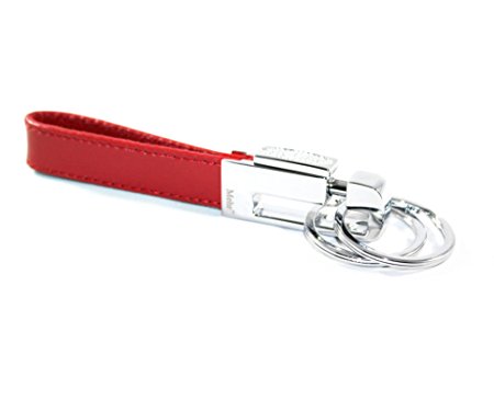 Mehr® Elegant Genuine Leather Valet Key Chain - Elegant Detachable Keychain - Smart Gift Idea (Adrenaline Red)