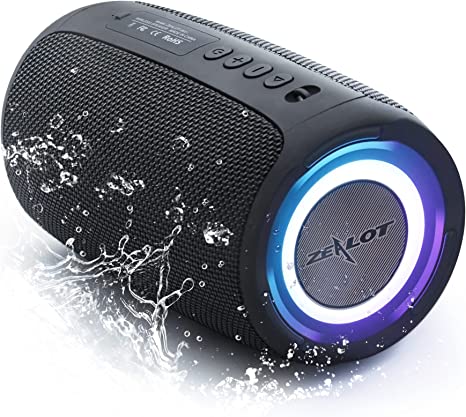 Bluetooth Speaker, Zealot IPX7 Waterproof Wireless Speaker with 20W Loud Stereo Sound, Outdoor Portable Speakers with Bluetooth 5.2, 40H Playtime, RGB Light, Dual Pairing for Home, Party