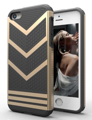 iPhone 5S Case,GoShell Anti-Slip Protective Case Anti-Scratch Flexible [TPU   PC] Cover Case,Hybrid Soft Case for iPhone 5S (A-Golden)