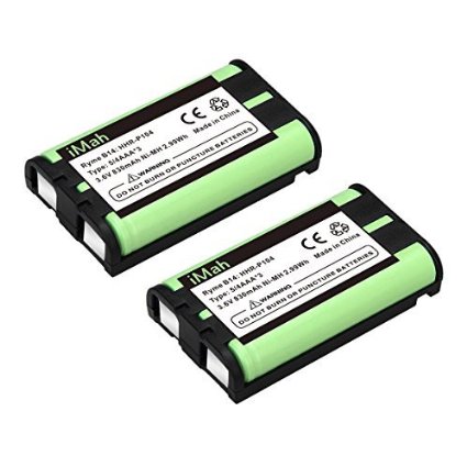 2-Pack iMah Ryme B14 Cordless Phone Battery for Panasonic HHR-P104 KX-TG2314 KX-TG2322 KX-TG2343 KX-TG2344 KX-TG2346 KX-TG2356W KX-TG2357B KX-TG2357PK KX-TG2366 KX-TG2382B KX-TGA560 Handset Telephone