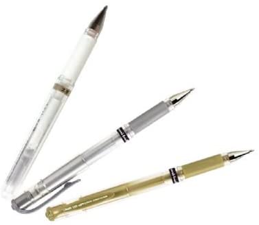 Uni Ball Signo Gel Ink Pens -Medium Point 1.0mm-gold & Silver & White Ink-value Set of 3