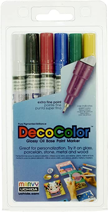 Uchida 1234-6 6-Piece Clamshell Decocolor Extra Fine Paint Markers Multi Pack Set