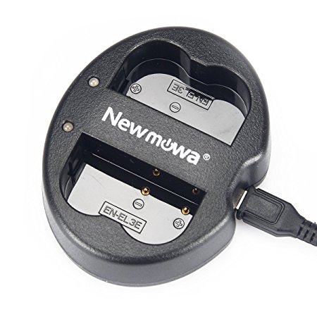 Newmowa Dual USB Charger for Nikon EN-EL3 EN-EL3E and Nikon D50 D70 D70s D80 D90 D100 D200 D300 D300S D700