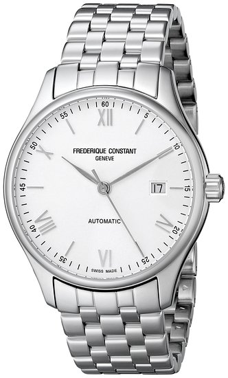 Frederique Constant Mens FC303WN5B6B Index Analog-Display Swiss Automatic Silver-Tone Watch