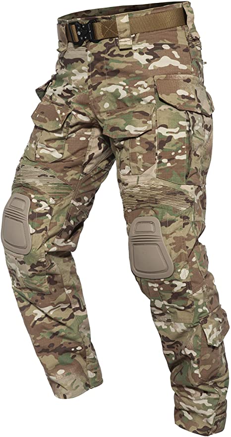 PAVEHAWKE G3 Camouflage Tactical Pants with Knee Pads for Men Hunting Pants Paintball Gear(not Include Belt)