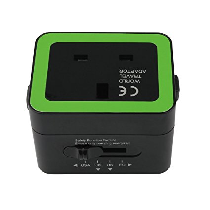 Travel Adaptor,Prous JB01 Universal Portable Charger Adapter Plug Sockets-Black Green