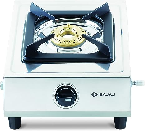 Bajaj Single Burner With Removable Drip Tray Stainless Steel Gas Stove, (Silver, Medium, 1Brss6), Open