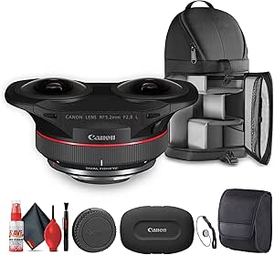 Canon RF 5.2mm f/2.8 L Dual Fisheye 3D VR Lens (5554C002)   Sling Backpack   Cleaning Kit   Lens Cap (Renewed)