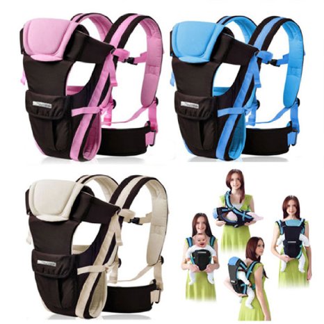 CdyBox Adjustable 4 Positions Carrier 3d Backpack Pouch Bag Wrap Soft Structured Ergonomic Sling Front Back Newborn Baby Infant (Blue)