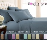 Southshore Fine Linens - 6 Piece - 21 Inch - Extra Deep Pocket Sheet Set Queen Steel Blue