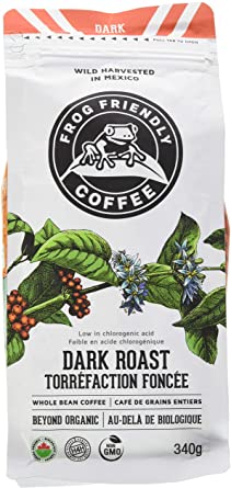 Frog Friendly Coffee - Dark Roast, Whole Bean: Certified Organic, Single Origin, Wild Harvested, Specialty Coffee from Oaxaca, Mexico - 340g (12oz)