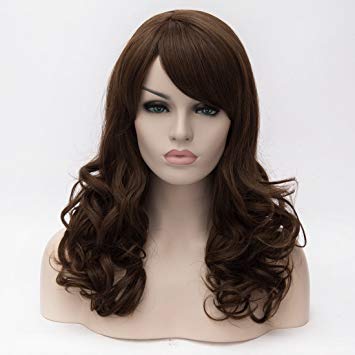 Cying Lin 24" Long Curly Dark Brown Heat Resistance Fiber Synthetic Hair Party Natrual Wigs Peluca (DARK BROWN)