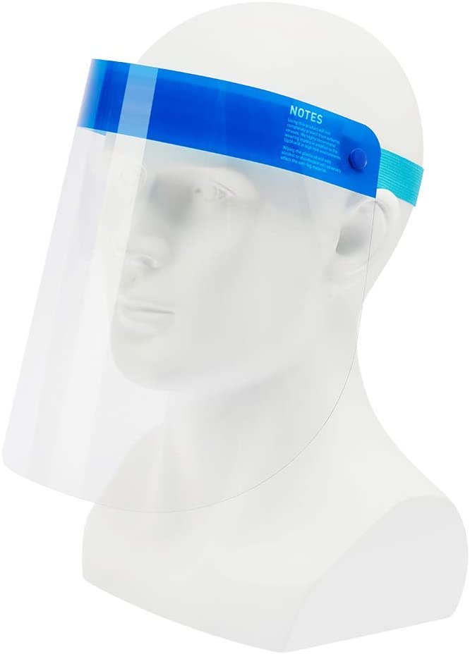 UpShield 12 Reusable Medical Face Shields for Adults, High Impact Tapered Material, Double Sided Anti-fog and Antistatic Coating, Clear Protective Visor, Full Face Covered - Medical Version (blue)