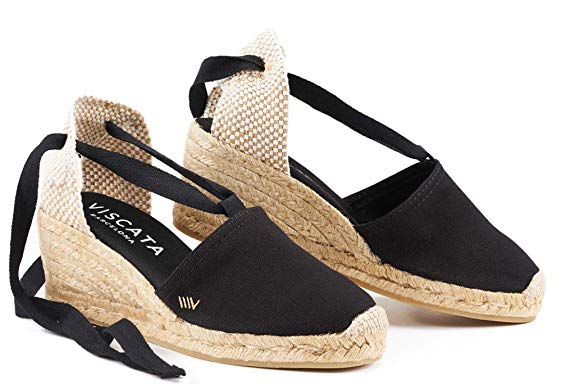 VISCATA Handmade in Spain Escala 2.5" Wedge, Soft Ankle-Tie, Closed Toe, Classic Espadrilles Heel