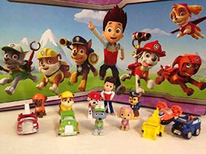 Nickelodeon PAW Patrol Deluxe Mini Figure Toy Play Set 12 Pieces Cake/Cupcake Toppers with Ryder, Marshall, Chase, Skye, Zuma, 5 Pup House Vehicles and More!