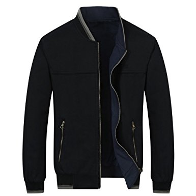 RongYue Men's Fashion Reversible Cotton Jacket Lightweight Windbreaker