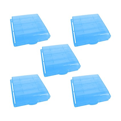 SunbowStar 5 Pcs Transparent Hard Plastic Case Holder AA/AAA Battery Storage Box Blue