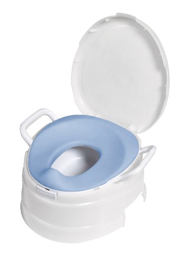 Primo 4-In-1 Soft Seat Toilet Trainer and Step Stool White with Pastel Blue Seat