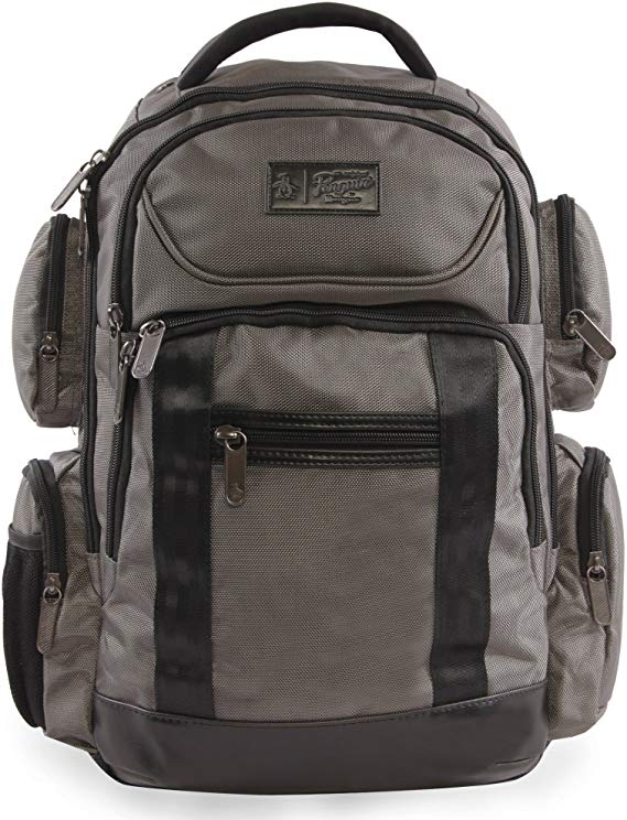 ORIGINAL PENGUIN Odell 9 Pocket Laptop/Tablet Backpack Briefcase, Charcoal, One Size