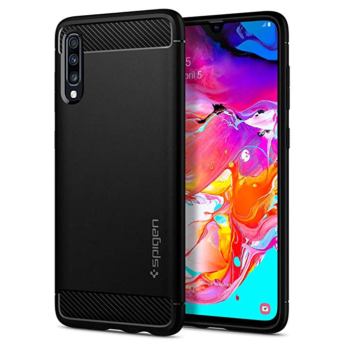 Spigen Rugged Armor Designed for Samsung Galaxy A70 Case (2019) - Matte Black