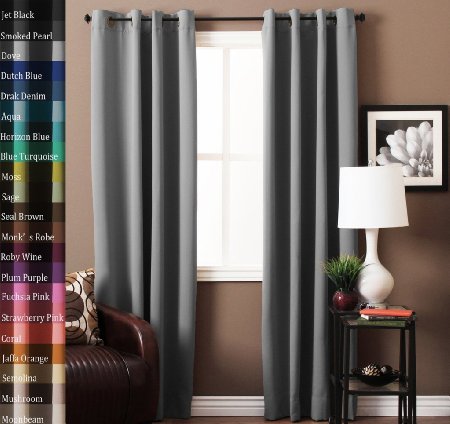 Turquoize Pair(2 Panels) Solid Blackout Drapes, Dove, Themal Insulated, Grommet/Eyelet Top, Nursery & Infant Care Curtains Each Panel 52"Wx84"L inch