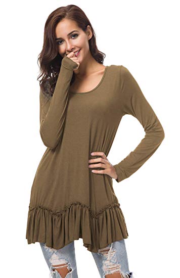 Urban CoCo Women's Casual T-Shirt Solid Long Sleeve Tunic Tops