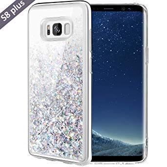 Caka Galaxy S8 Plus Case, Galaxy S8 Plus Glitter Case Luxury Fashion Bling Flowing Liquid Floating Sparkle Glitter Soft TPU Case for Samsung Galaxy S8 Plus (Silver)