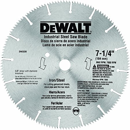 DEWALT DW3330 7-1/4-Inch Iron and Steel Cutting Segmented Saw Blade with 5/8-Inch and Diamond Knockout Arbor