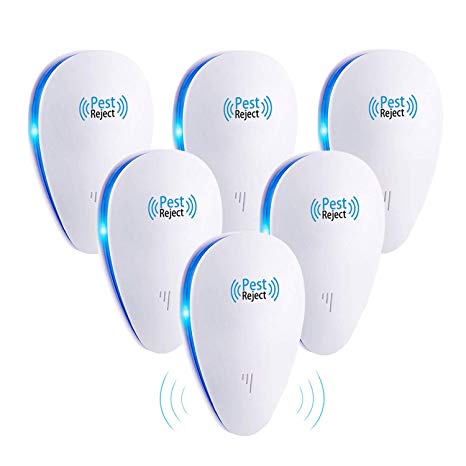 Ultrasonic Pest Repeller Plug in 6 Pack Pest Control Repellent for Insect Mouse, Fleas, Roaches, Bed Bugs, Mosquitoes, Eco-Friendly-Keep Human & Pet Safe