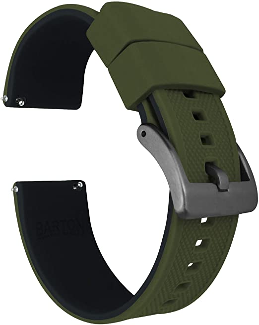 Barton Elite Silicone Watch Bands - Black Buckle Quick Release - Choose Color - 18mm, 19mm, 20mm, 21mm, 22mm, 23mm & 24mm Watch Straps